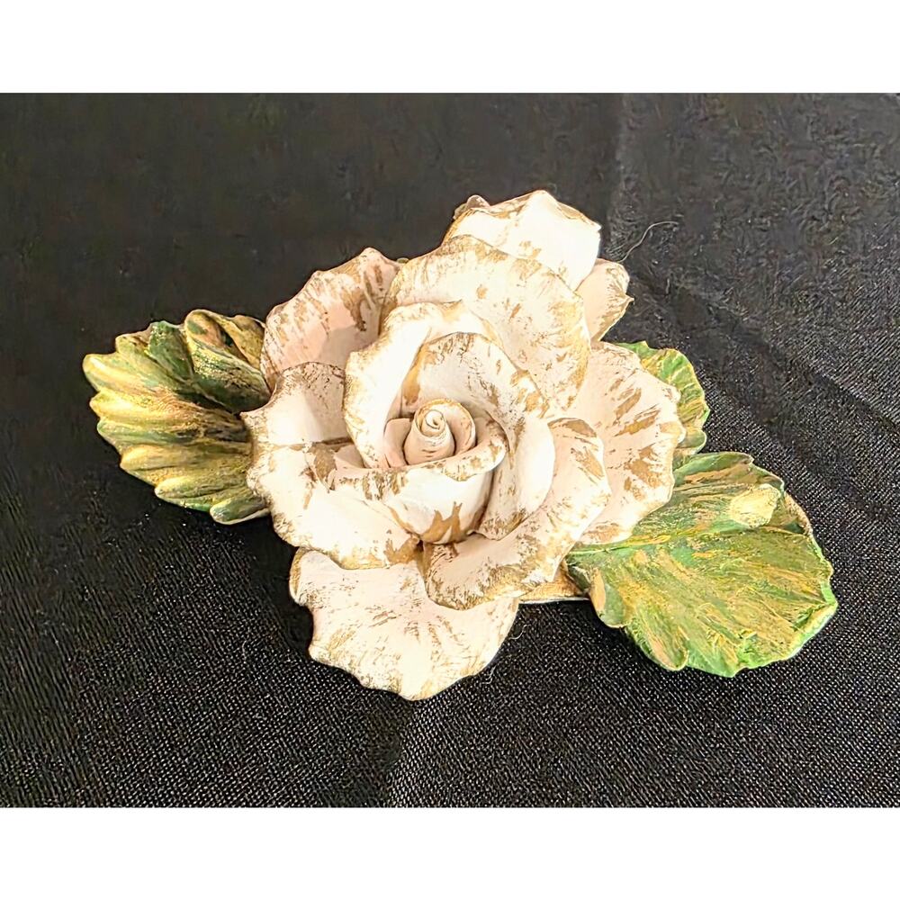 Vintage Capodimonte Table Flower "Rose" Made in Italy (1 very small chip) As Is